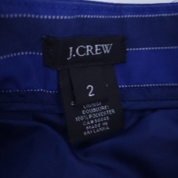J. Crew Stripe Taffeta Mini Skirt Blue Size 2 Cotton Silk Blend A-line, Summer - Picture 4 of 5